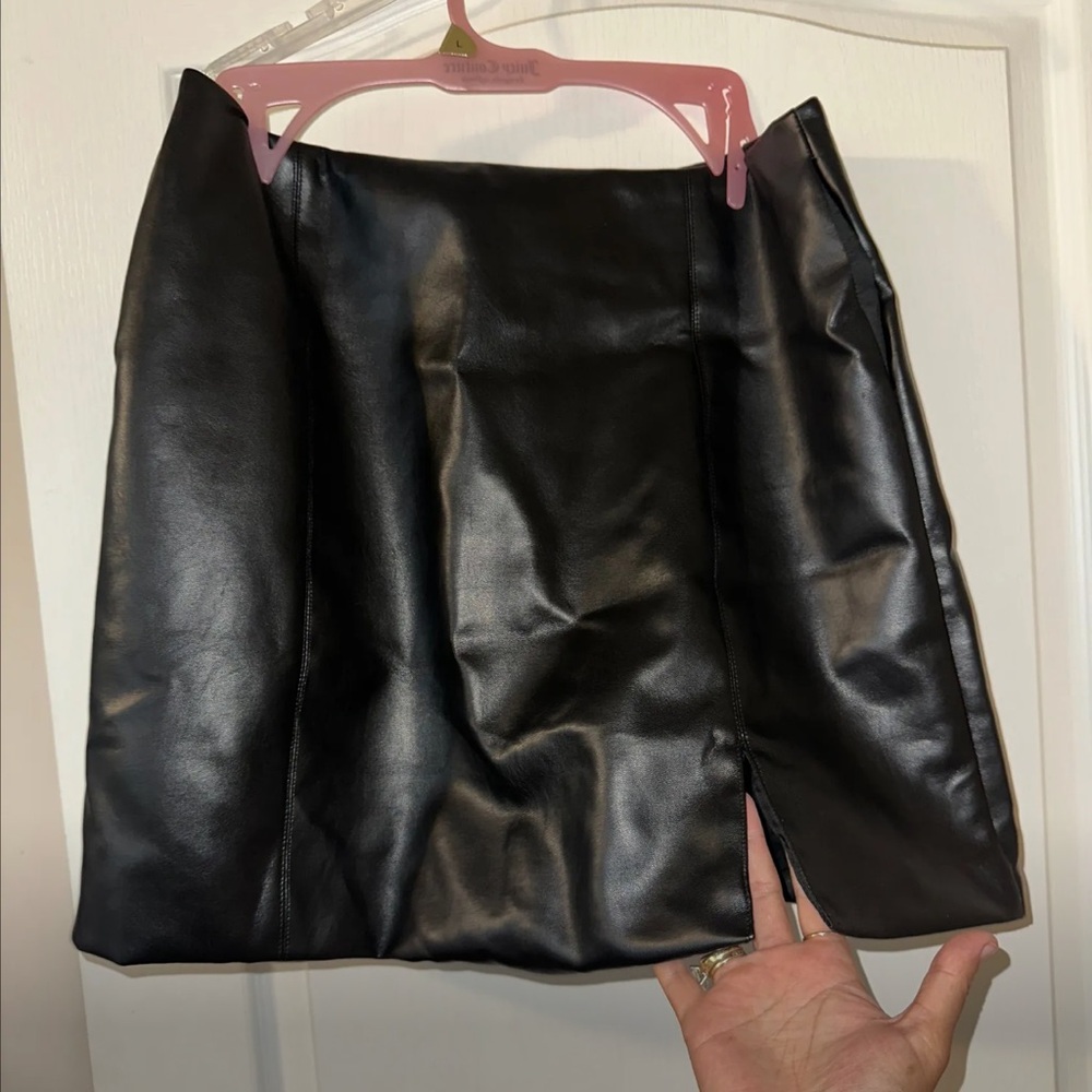 Black Faux Leather Skirt